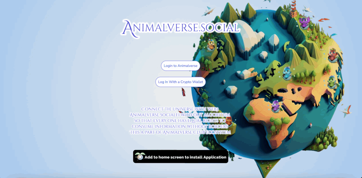 Animalverse SocialFi on computer